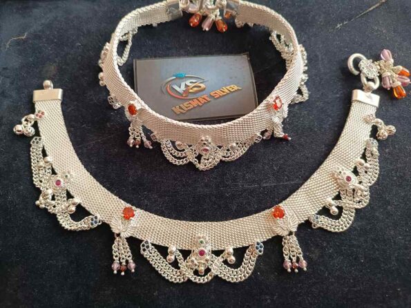 Traditional Indian Bridal Sterling Silver Anklets Set1