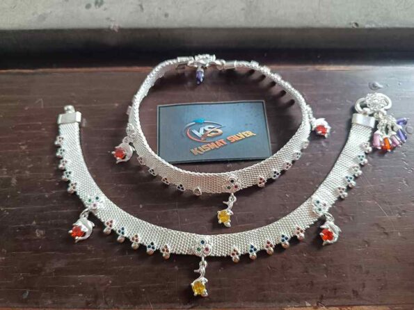 Traditional Indian Bridal Sterling Silver Anklets Set10