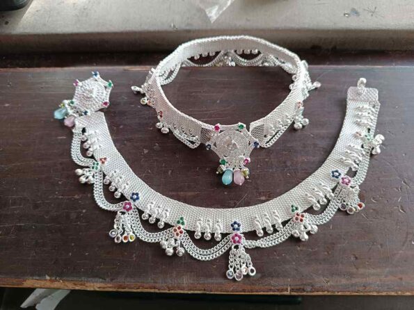 Traditional Indian Bridal Sterling Silver Anklets Set13