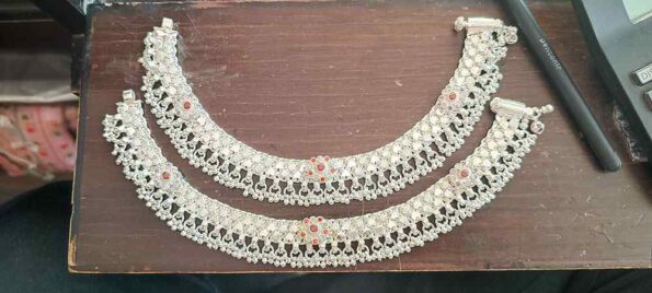 Traditional Indian Bridal Sterling Silver Anklets Set14