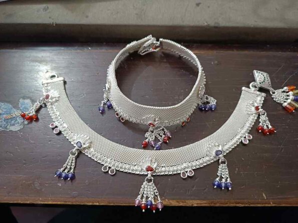 Traditional Indian Bridal Sterling Silver Anklets Set16