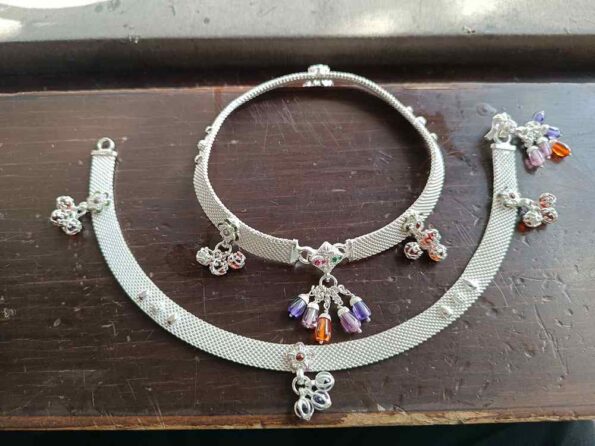 Traditional Indian Bridal Sterling Silver Anklets Set18