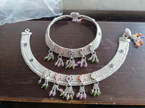 Traditional Indian Bridal Sterling Silver Anklets Set19