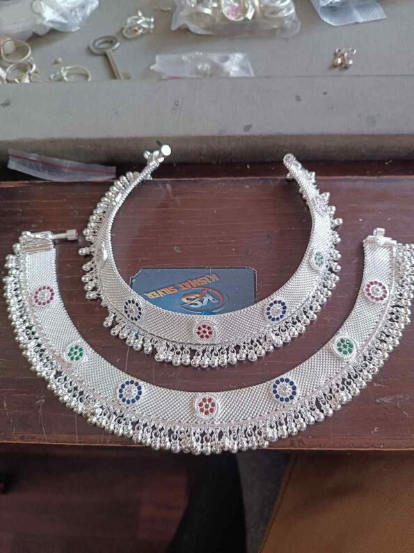 Traditional Indian Bridal Sterling Silver Anklets Set6