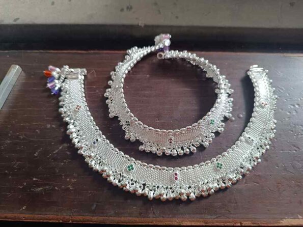 Traditional Indian Bridal Sterling Silver Anklets Set8